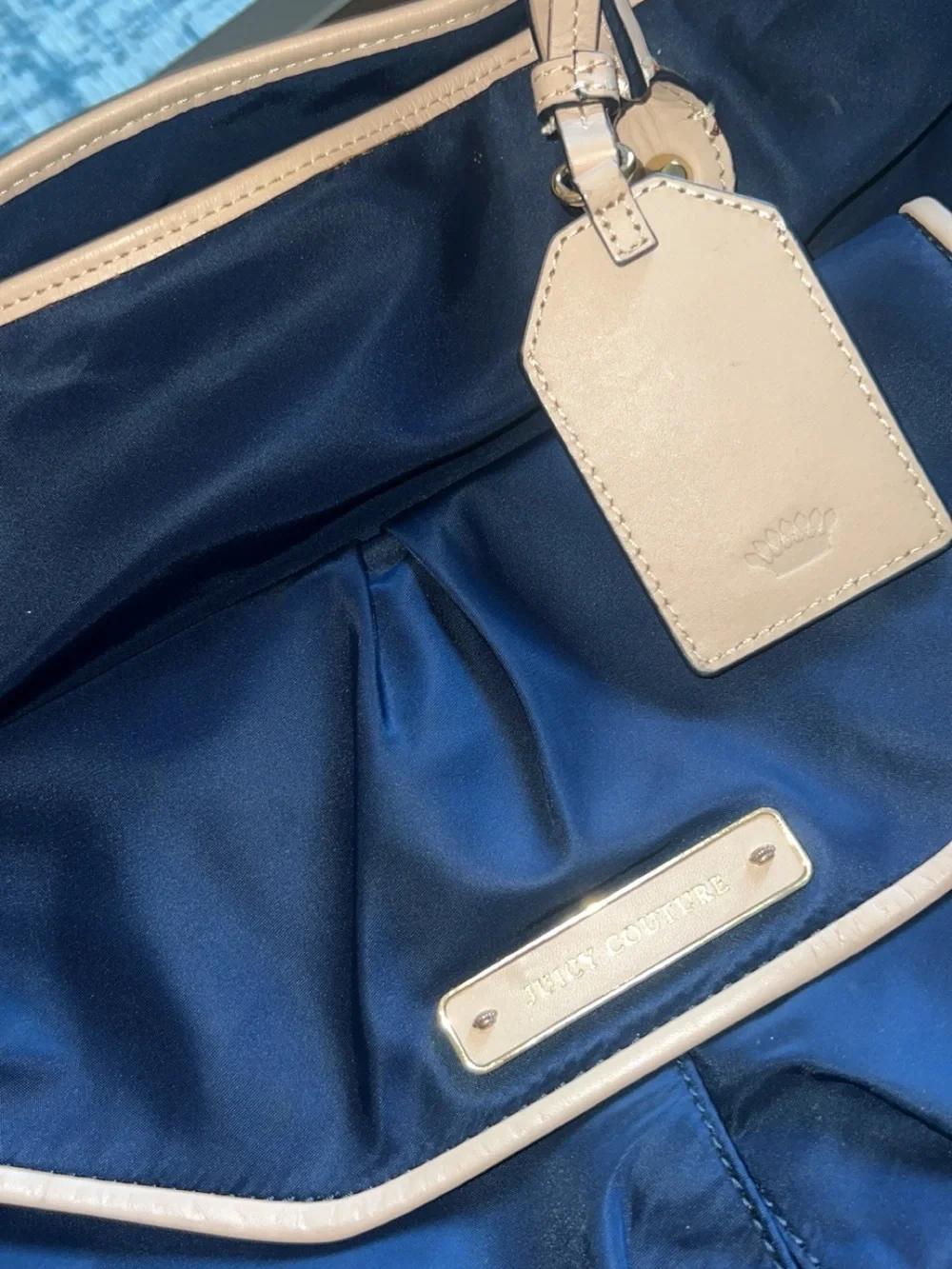 Juicy Couture Navy and Cream Trim Tote Laptop Bag